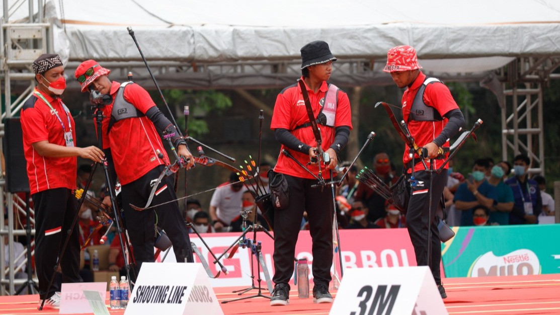 Tim panahan putra Indonesia tampil gemilang di SEA Games 2021.