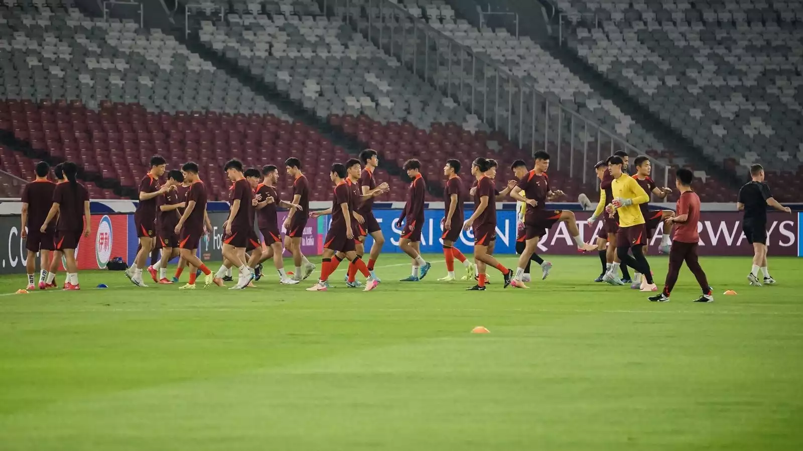 Latihan timnas china di Stadion Gelora Bung Karno (GBK) Jakarta