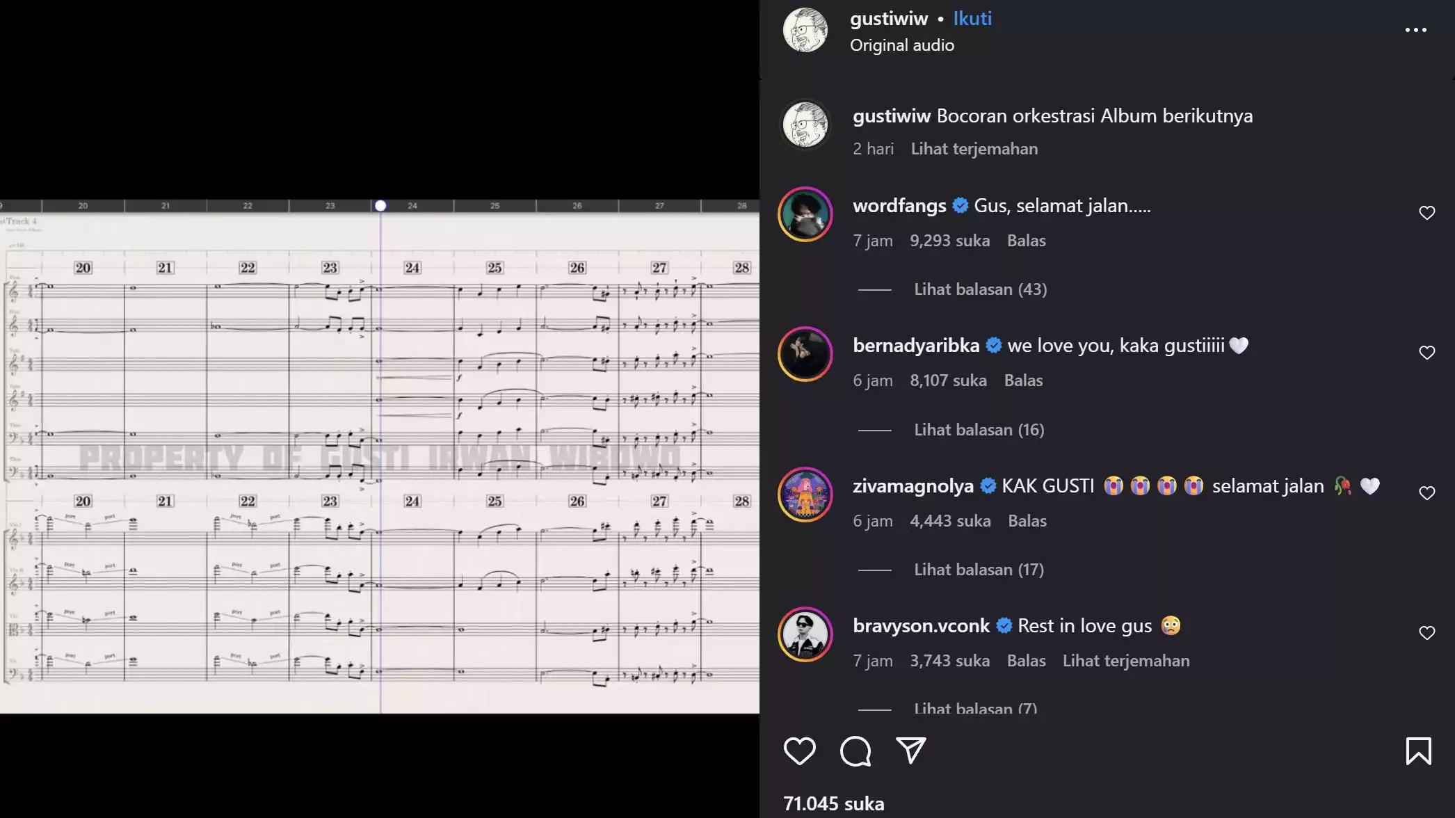 Postingan terakhir Gustiwiw sebelum meninggal dunia diburu rekan musisi dan penggemar, ternyata ini isinya...