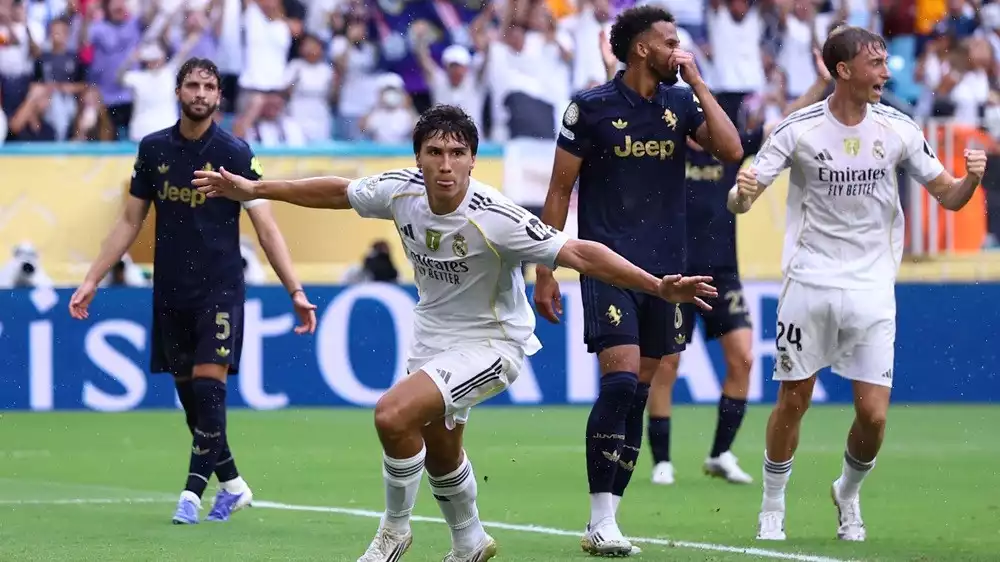 Gonzalo Garcia rayakan gol Real Madrid atas Juventus