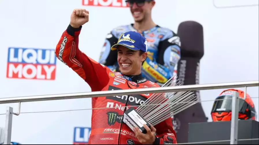 Marc Marquez di podium juara MotoGP Jerman 2025