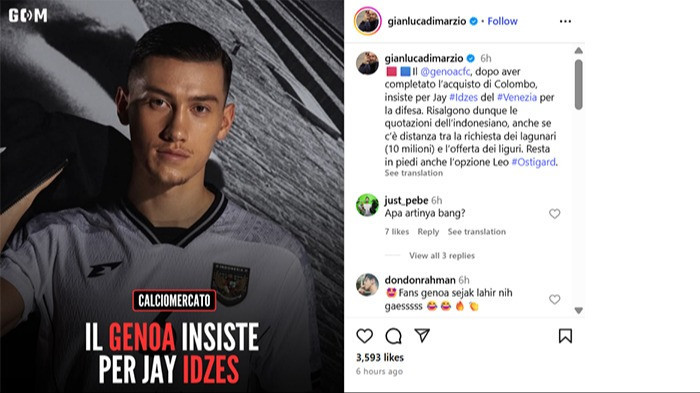Jay Idzes Terima Kabar Buruk, Genoa Batal Gaet sang Kapten Timnas Indonesia? Jurnalis Italia Bilang Begini 
            - galeri foto