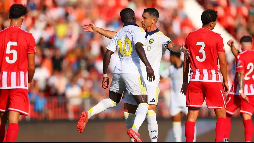 Cristiano Ronaldo saat Al Nassr beruji coba kontra Almeria