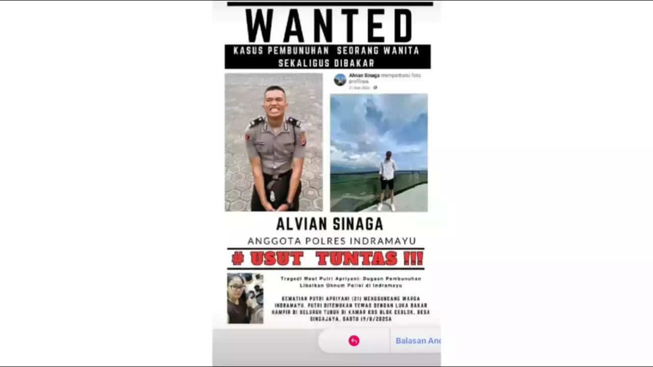 Petisi cari oknum anggota Polres Indramayu, Bripda Alvian Sinaga diduga pembunuh Putri Apriyani