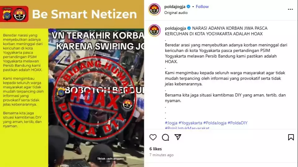 Polda DIY bantah kabar adanya korban jiwa dari bentrok antarsuporter