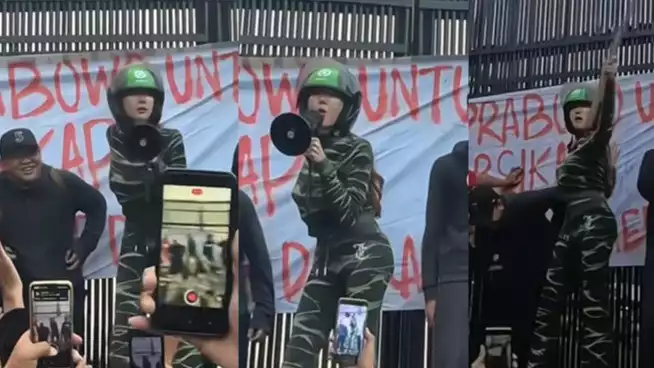 Lucinta Luna ikut aksi demo di depan gedung DPR RI