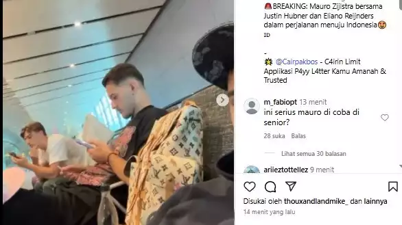 Mauro Zijlstra otw Indonesia bareng Eliano Reijnders dan Justin Hubner