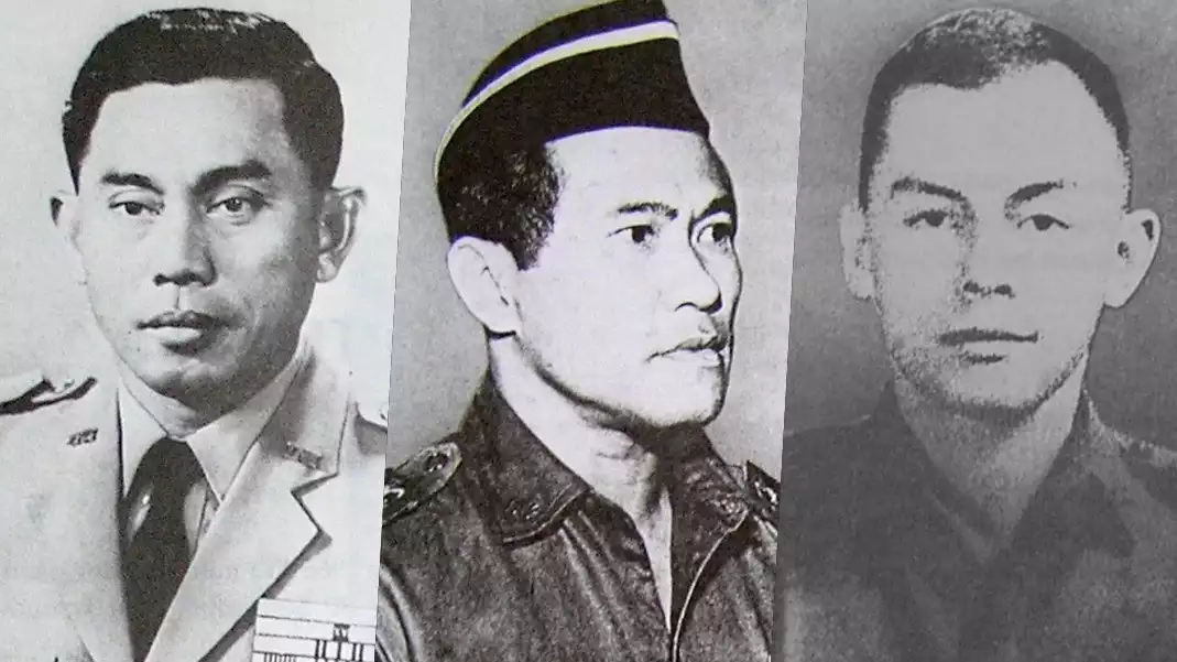 (kiri-kanan) Jenderal Ahmad Yani, Mayor Jenderal M.T. Haryono, dan Letnan Satu Perre Tendean