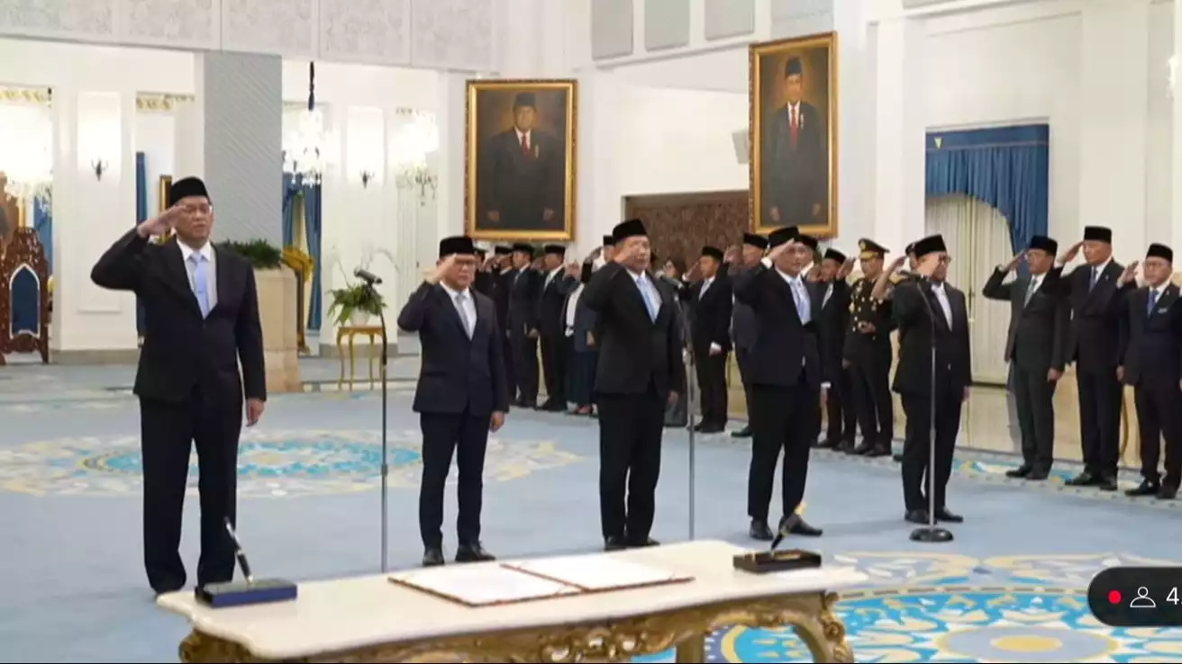 Pelantikan Menteri dan Wakil Menteri Negara Kabinet Merah Putih sisa masa jabatan 2024-2029, di Istana Merdeka, Jakarta Pusat, pada Senin (8/9/2025).