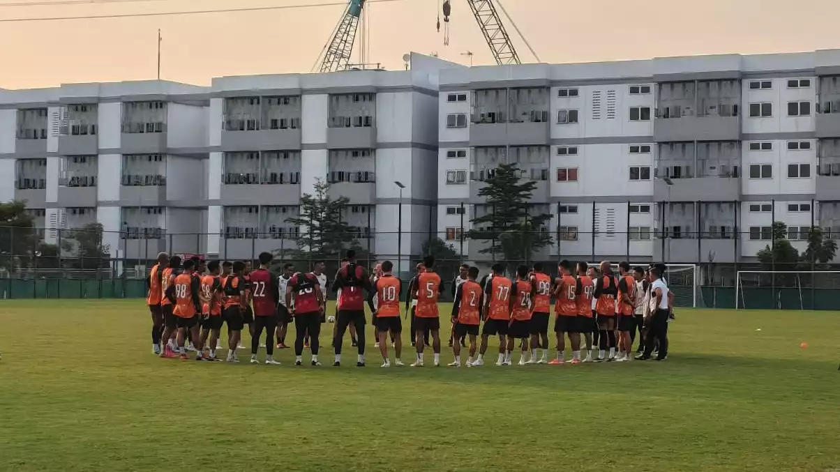 Para pemain Persija Jakarta di sesi latihan jelang hadapi Bali United