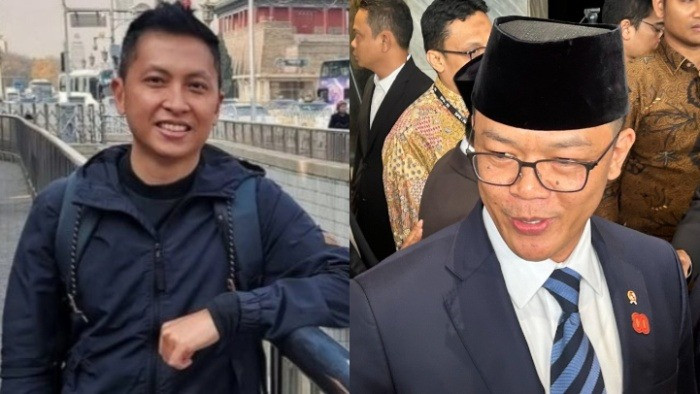 Diplomat muda Arya Daru Pangayunan & Menlu Sugiono