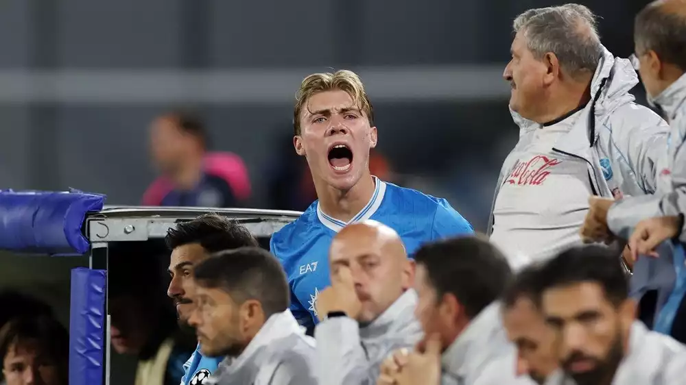 Rasmus Hojlund di laga Napoli kontra Sporting Lisbon