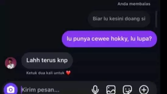 Tangkapan layar chat mesum yang diduga dikirim Hokky Caraka kepada seorang wanita