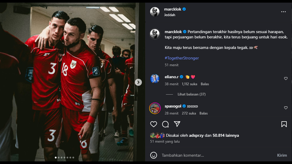 Unggahan Marc Klok di Instagram