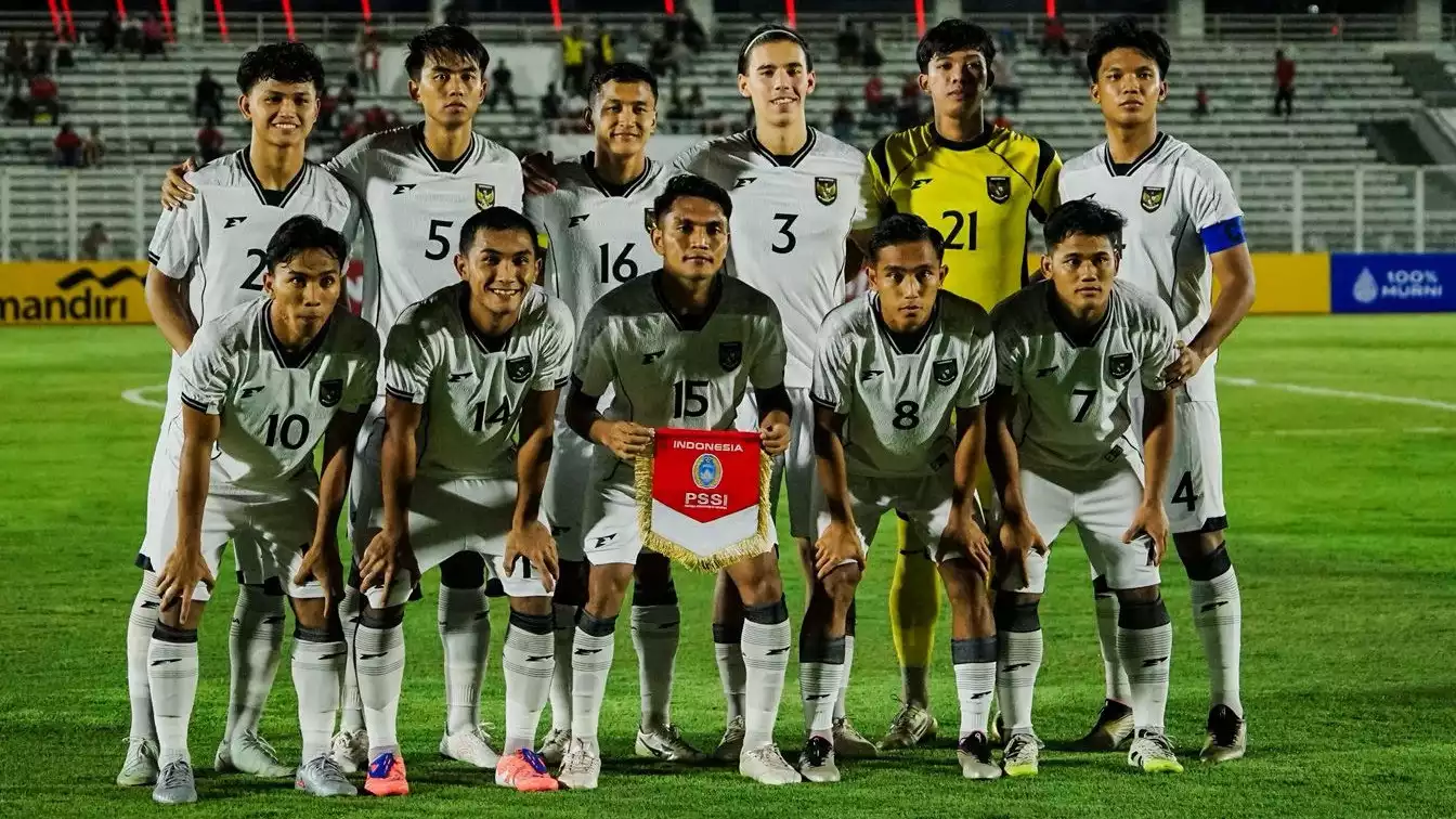 Skuad Timnas Indonesia U-23 saat melawan India