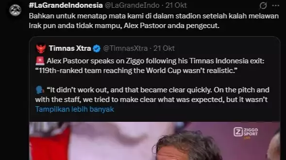 Komentar pedas La Grande Indonesia untuk Alex Pastoor di media sosial