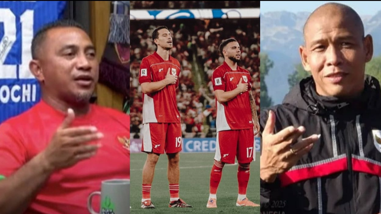 Kolase foto Firman Utina, Timnas Indonesia, dan Nova Arianto