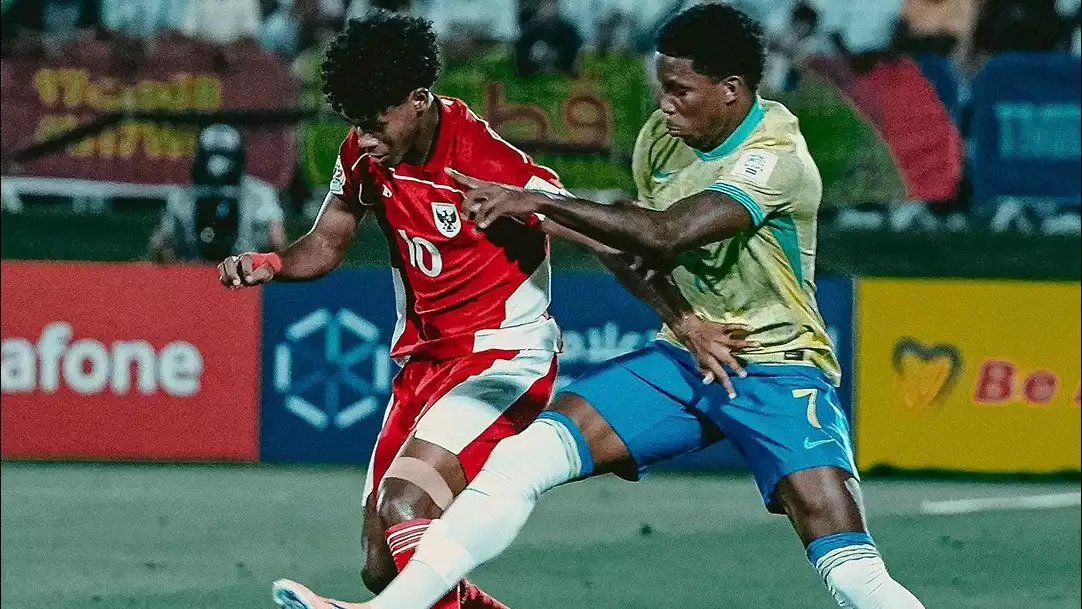 Timnas Indonesia U-17 saat menghadapi Brasil U-17 di laga lanjutan Grup H Piala Dunia U-17 2025