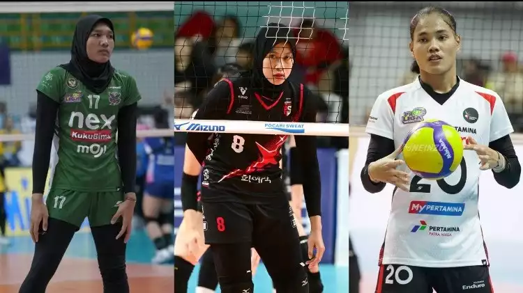 Megawati Hangestri dan dua suksesornya Lintang Yulia Prasasti (kanan) serta Junaida Santi (kiri)