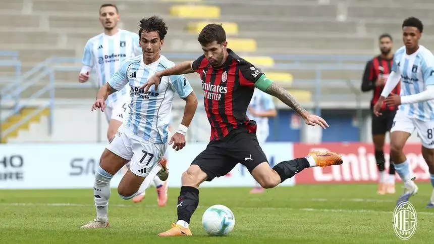 Pemain AC Milan, Christian Pulisic saat Hadapi Virtus Entella