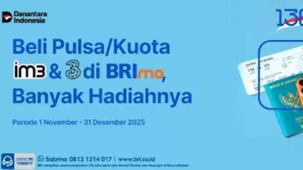 Top Up Pulsa IM3 & 3 di BRImo Bawa Hadiah iPhone 17 Pro hingga Paket Umrah
