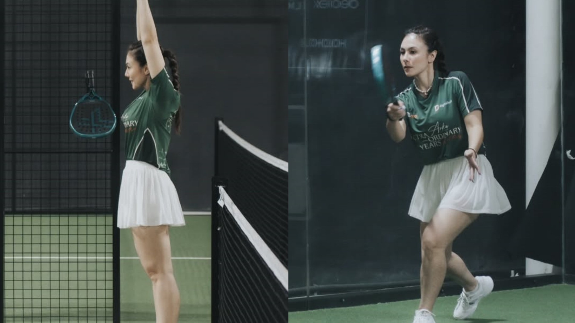 Wulan Guritno saat berolahraga padel