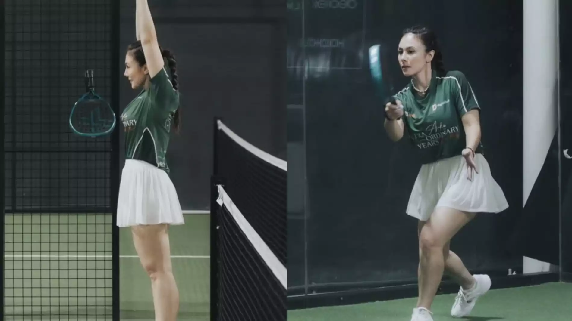 Wulan Guritno saat berolahraga padel