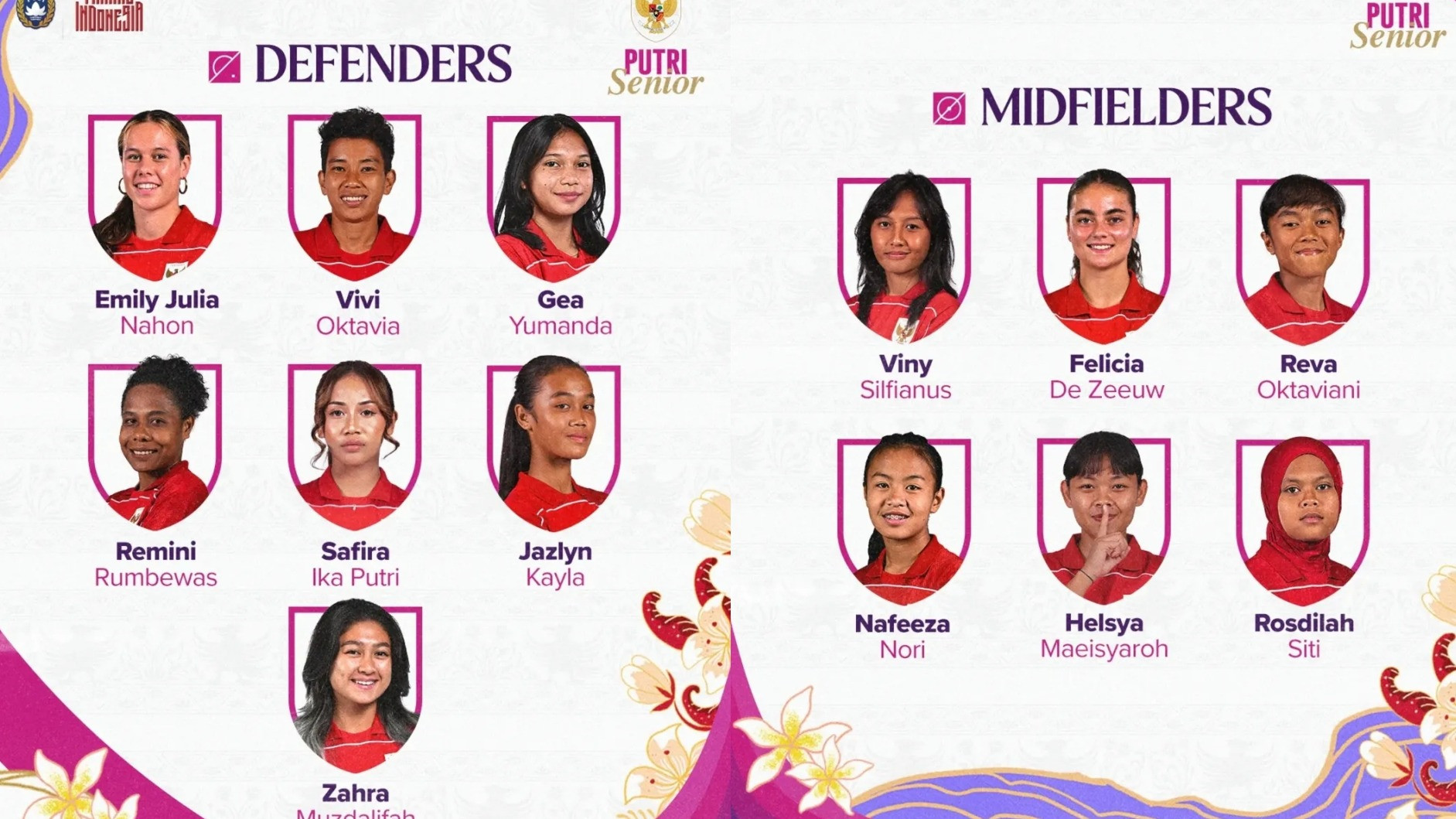 Skuad Timnas Putri Indonesia di SEA Games 2025