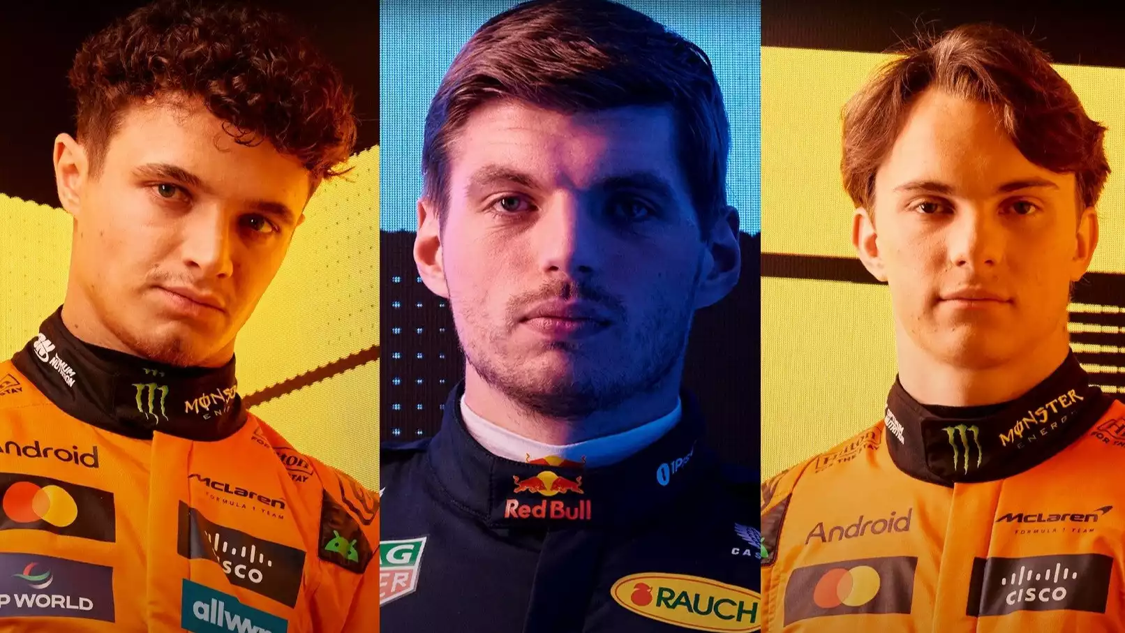 Lando Norris, Max Verstappen dan Oscar Piastri