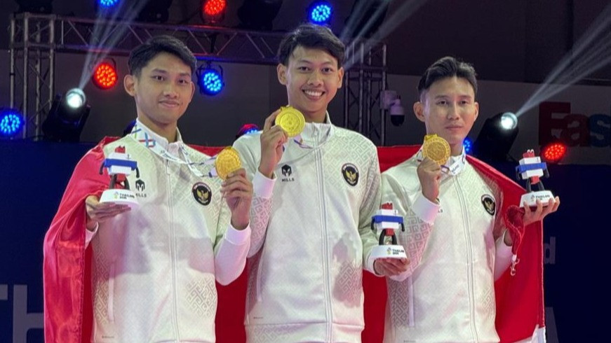 Tim Taekwondo Indonesia menyumbangkan medali emas di ajang SEA Games 2025 Thailand
