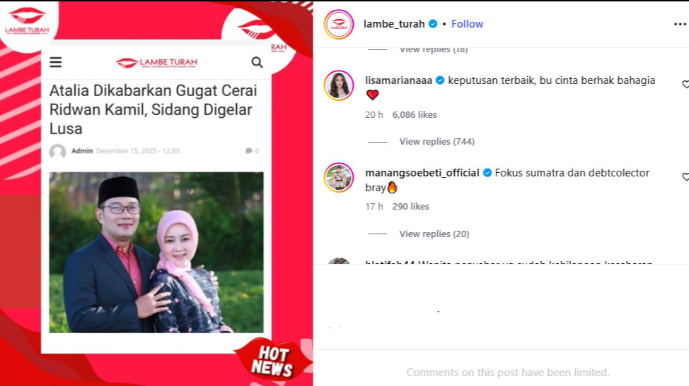 Pilihan Atalia Praratya Gugat Cerai Ridwan Kamil Didukung Penuh Lisa Mariana: Keputusan Terbaik
            - galeri foto