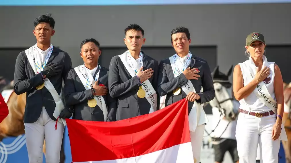 Tim Equestrian Indonesia sukses mempersembahkan medali emas pertama