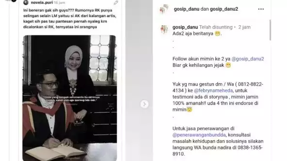 Potret nama Aura Kasih dituding menjadi selingkuhan Ridwan Kamil diduga penyebab Atalia Praratya gugat cerai RK