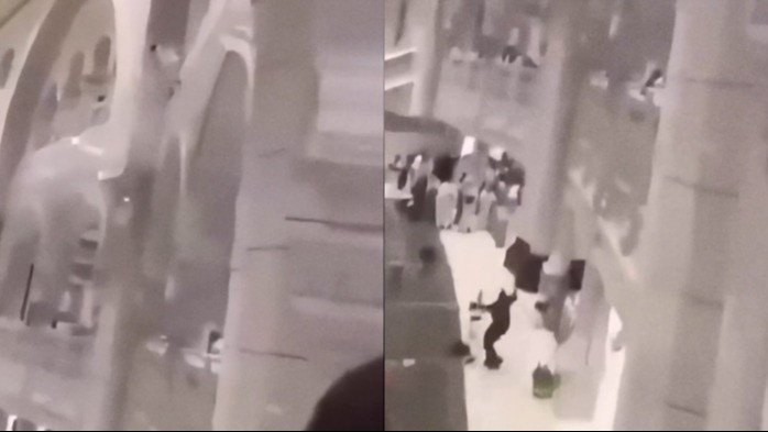 Detik-detik pria lompat dari lantai atas Masjidil Haram dan diselamatkan petugas