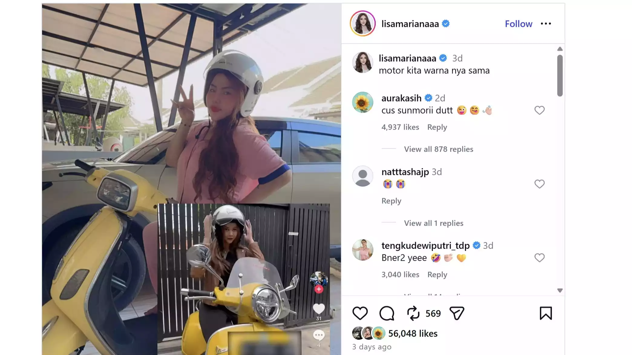 Tangkapan layar interaksi Lisa Mariana dan Aura Kasih