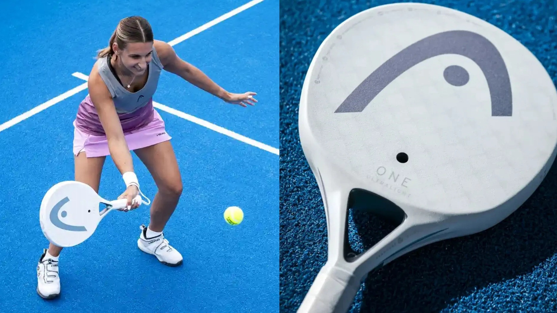 Raket padel Head One Ultralight White Padel Bat dengan carbon 12K