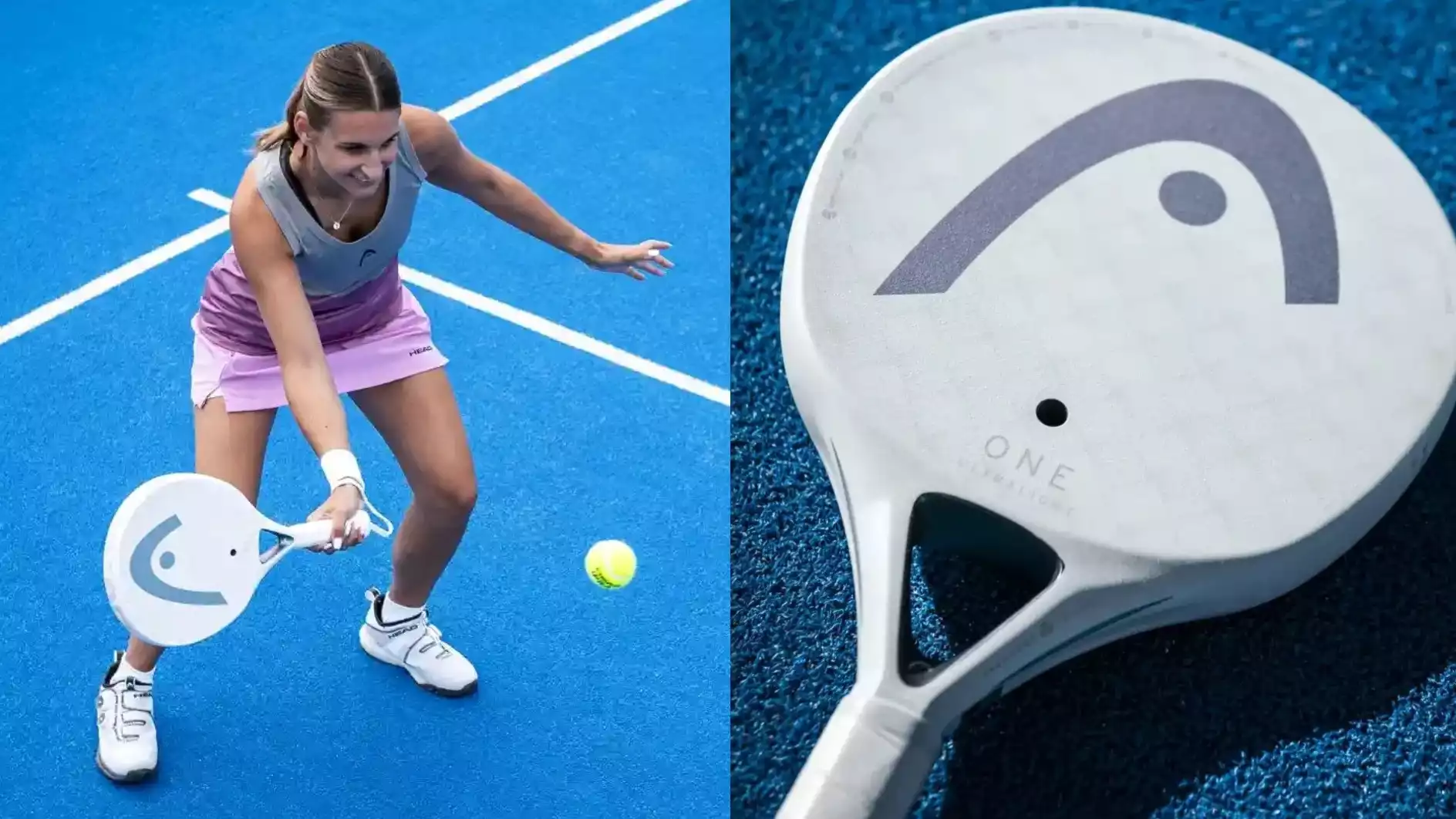 Raket padel Head One Ultralight White Padel Bat dengan carbon 12K