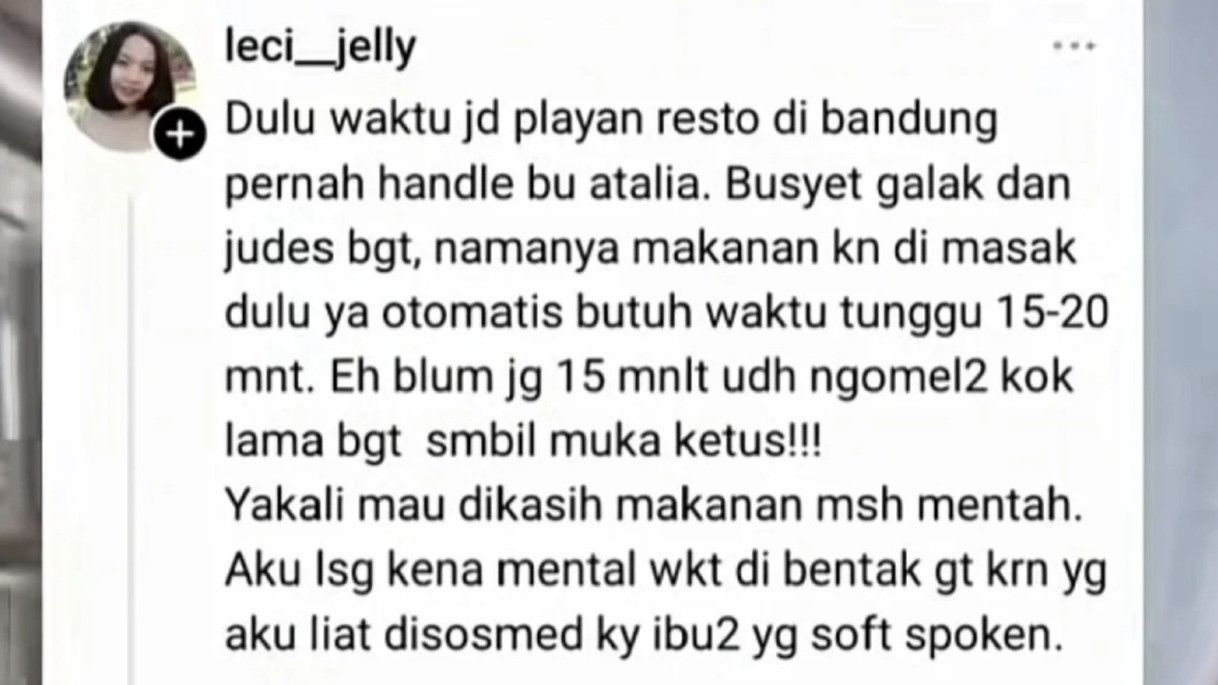 Netizen Ramai-ramai Spill Sikap Asli Atalia Praratya: Beda dengan di Sosmed
            - galeri foto