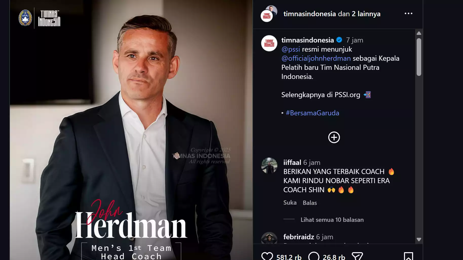 Wow! Belum Genap 24 Jam Jadi Pelatih Timnas Indonesia, Instagram John Herdman Meledak 76 Ribu Followers dan Centang Biru