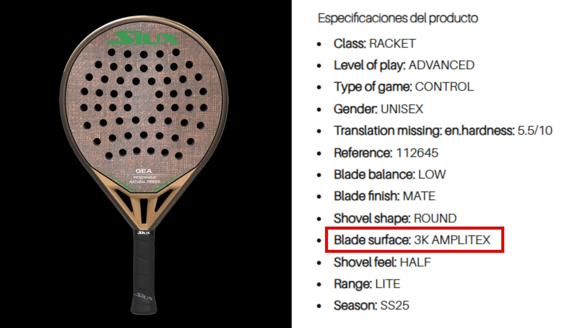 Raket padel Siux Gea