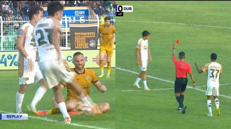 Rafael Struick tendang bola ke arah Ilija Spasojevic