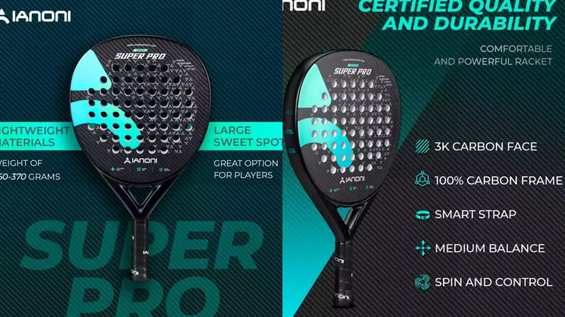Raket padel IANONI SUPER PRO 3K CARBON