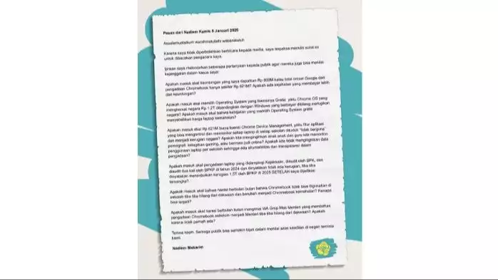 Isi Lengkap Surat Nadiem Makarim