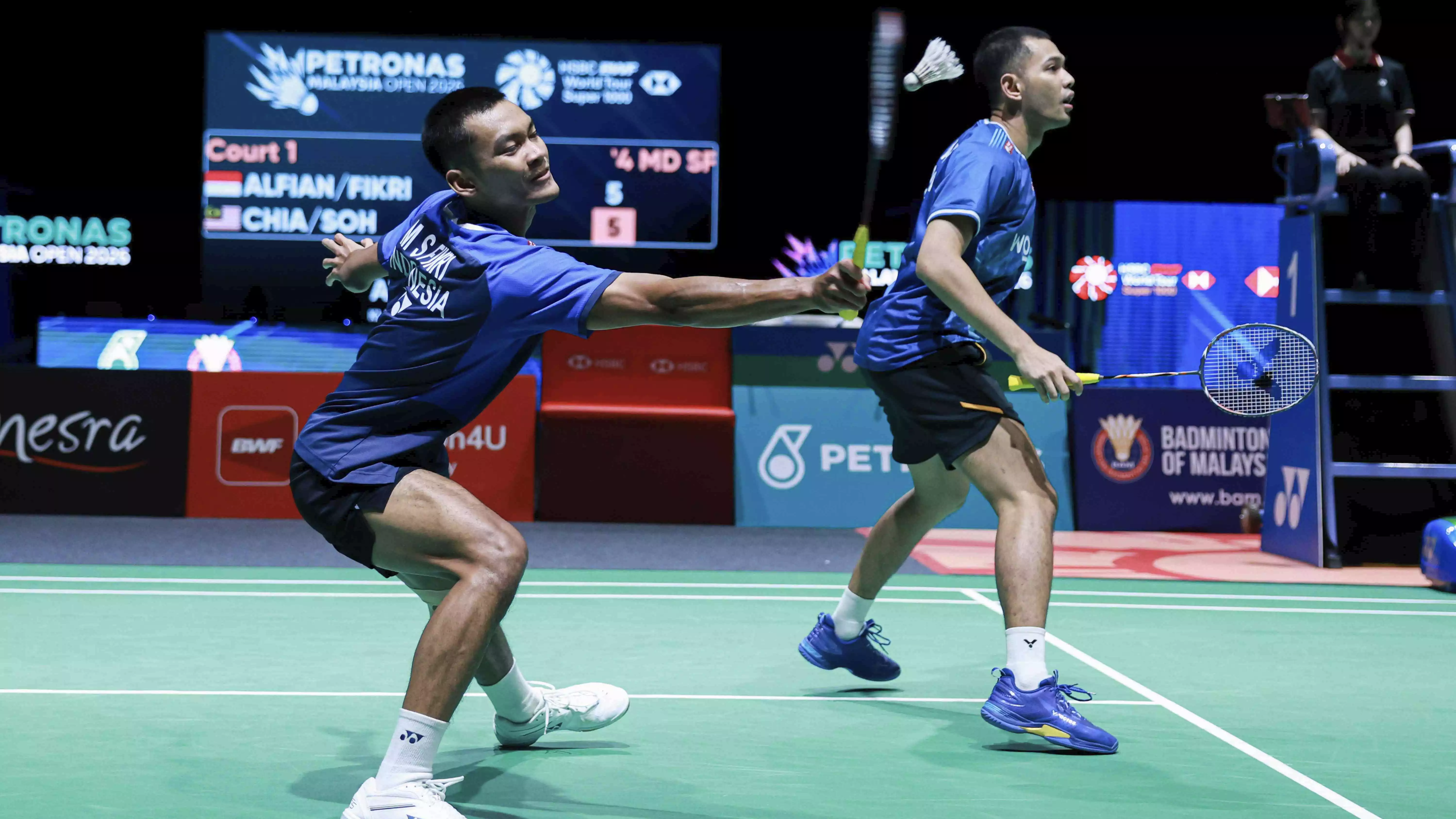 Ganda putra Indonesia, Fajar Alfian/Muhammad Shohibul Fikri di Malaysia Open 2026.