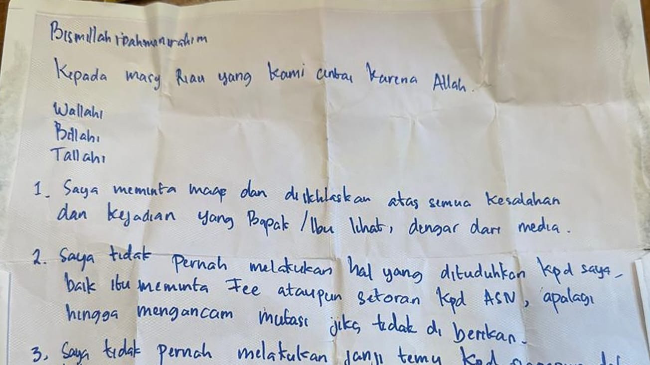 KPK Perpanjang Masa Penahanan, Gubenur Riau Nonaktif Sampaikan Surta Berisikan Sumpahnya