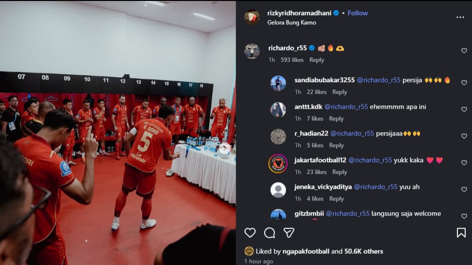 Ricky Kambuaya Tiba-tiba Komentar di Instagram Rizky Ridho, Jakmania Sebut Jadi Isyarat ke Persija Jakarta
            - galeri foto