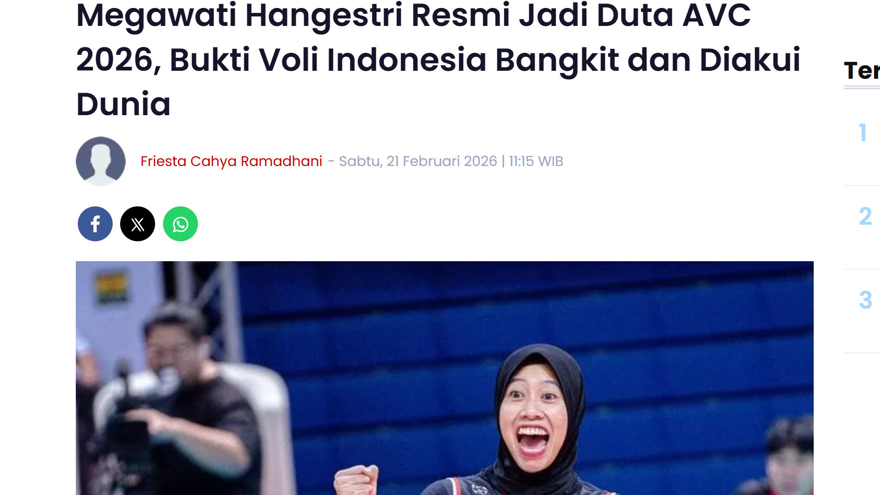 Megawati Hangestri Resmi Jadi Duta AVC 2026, Benar atau Hoaks? Ternyta Faktanya Sebenarnya Seperti Ini
            - galeri foto