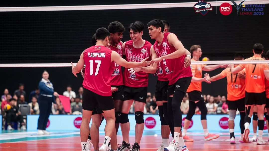 Rivan Nurmulki (kanan) saat membela Diamond Food VC di Liga Voli Thailand