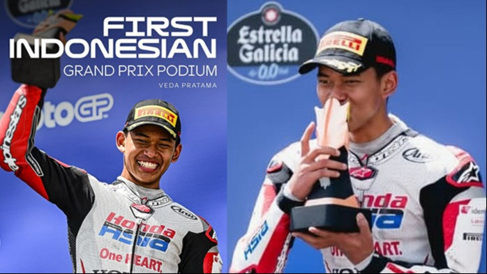 Veda Ega Pratama berhasil menjadi pembalap Indonesia pertama raih podium Moto3