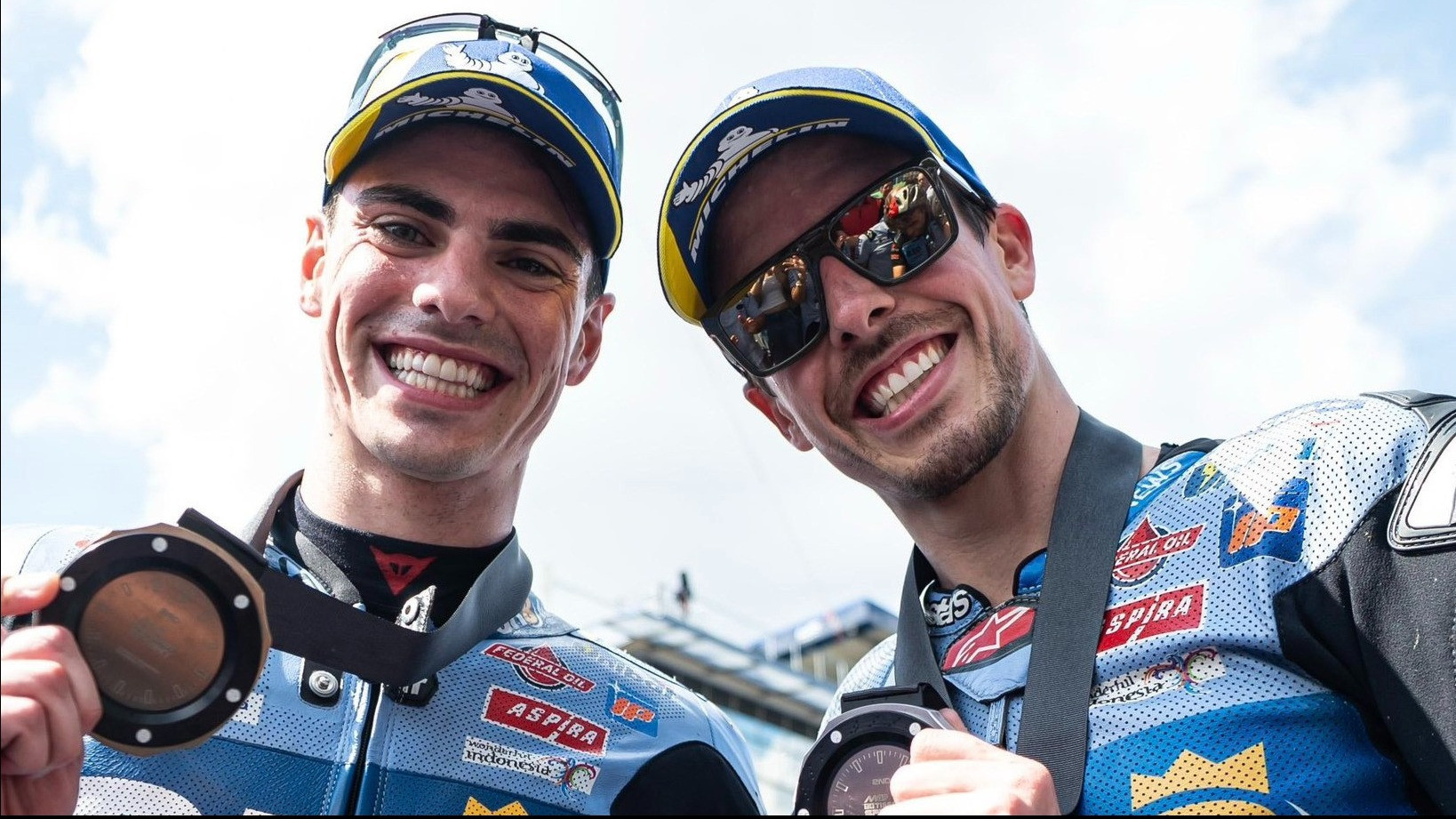 Dua pembalap Gresini Racing, Fermin Aldeguer dan Alex Marquez